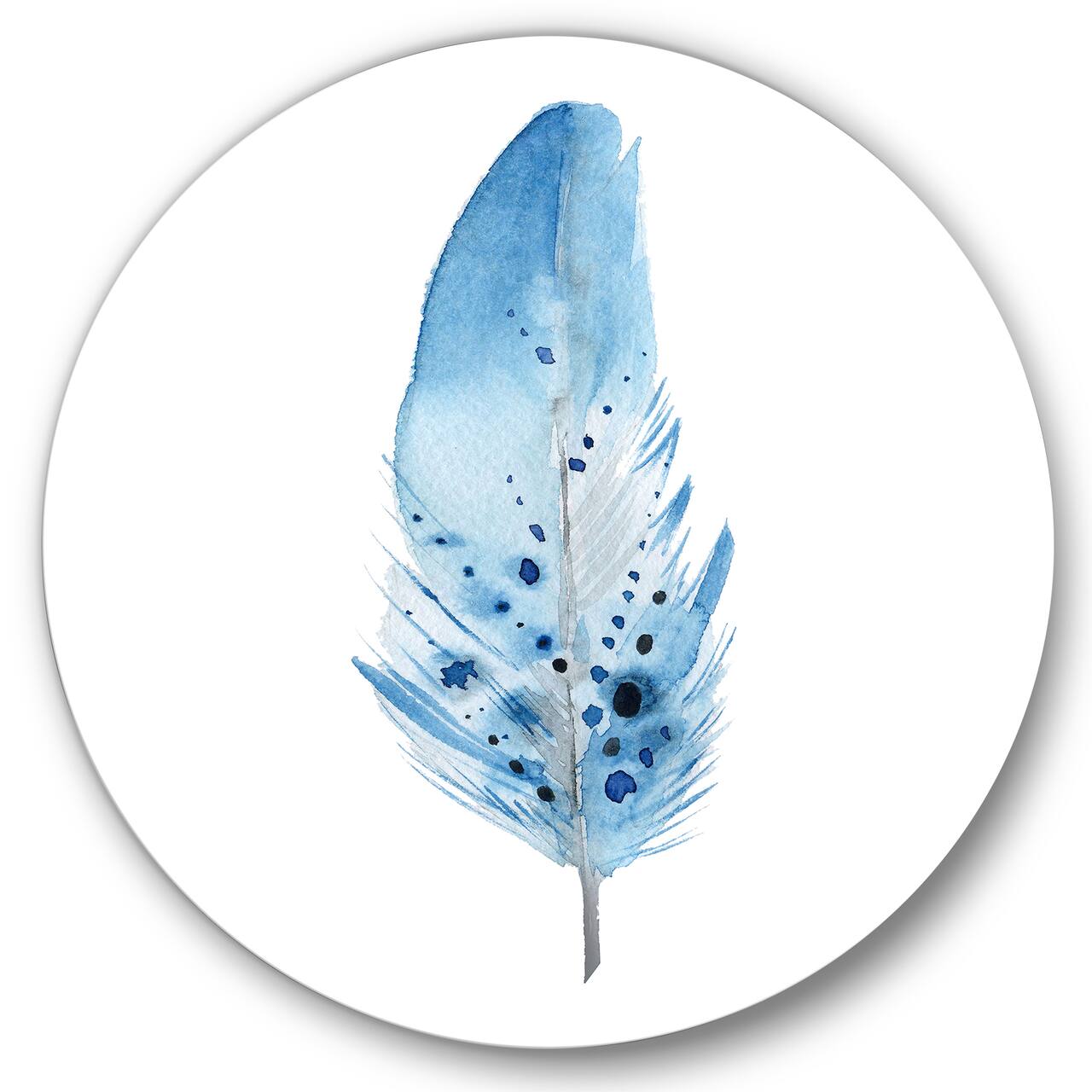 Designart - Blue Boho Feathers - Bohemian & Eclectic Metal Circle Wall Art